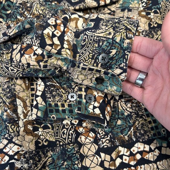 Vintage Countess Wara Shirt Men Size‎ Large Button Front Long Sleeve Abstract - Picture 10 of 10